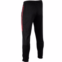 Rückansicht der OMKA Optima Herren Trainingshose Rot zeigt flexibles Doppelstoffmaterial und passgenaues Design für Laufen, Fitness oder Freizeit. Jetzt kaufen.