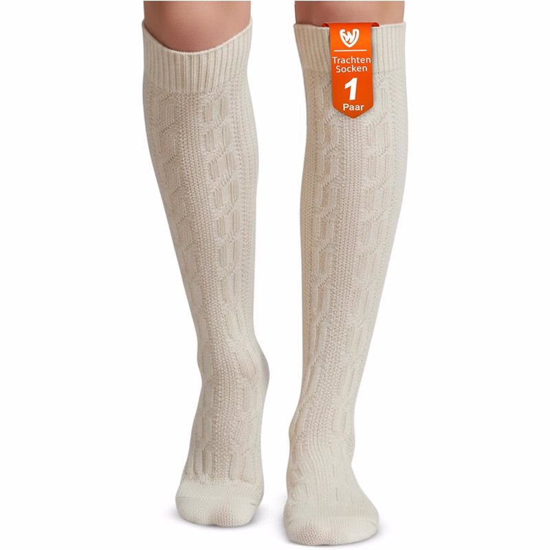 LONG traditional socks stockings socks Mottled Bavarian long traditional socks shown as a pair in all available colors, featuring elegant cable knit pattern and rustic design, ideal for Oktoberfest and traditional outfits.