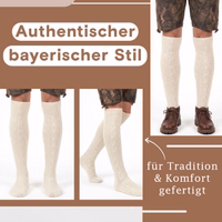 Trachten socks collage with German text: Authentischer bayerischer Stil, für Tradition & Komfort gefertigt.