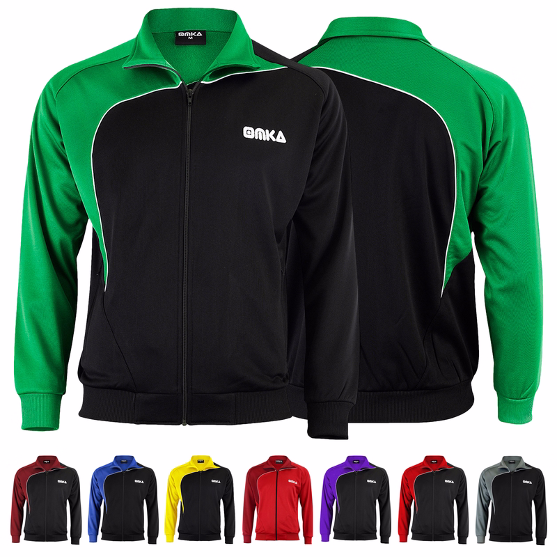 Men Training jacket Sports jacket Front and rear views of the premium Winered/red Omka sport jacket for men. Made from 100% polyester, this high-quality soccer jacket is perfect for training. With a sleek tracksuit design, it combines style and functionality for any athletic activity.