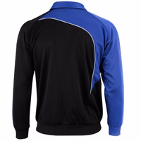 View the back of our elegant blue football jacket, designed for luxury with a double-layer construction in 100% polyester. Available for purchase online with free delivery included.