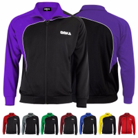 Front and back views of a high-quality men's sports jacket in purple and black, crafted from 100% polyester. This premium football training jacket blends luxury with functionality. Available online with free delivery included.