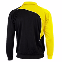 "Back view of the Omka Men's football jacket in a striking red. This top-tier sports jacket blends luxury and performance, perfect for football enthusiasts. Purchase online for a high-quality men's jersey and enjoy complimentary delivery. "