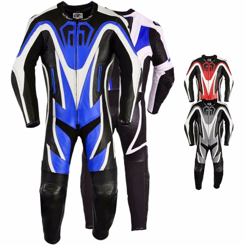 Motorbike motorcycle leathers 1 one piece suit real Cowhide leather Blue/Black