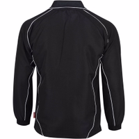 Herren OMKA Sportjacke & Joggingjacke Rückansicht einer Omka-Sportjacke mit durchgehendem Frontreißverschluss, langen Ärmeln und V-Ausschnitt. Sie verfügt über weiße Akzente, reflektierende Paspeln für bessere Sichtbarkeit, einen Markenreißverschluss und ein atmungsaktives Mesh-Futter für erhö