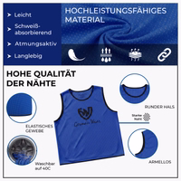 Die German Wear 10er-Pack Fußball-Westen in Königsblau aus leichtem, elastischem Mesh-Gewebe – waschbar und für Teams individualisierbar. Das weiche, atmungsaktive Design bietet Komfort für Spieler aller Altersklassen. Jetzt online kaufen!