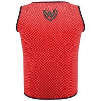 Back view of German Wear 10-Pack Soccer Red Bibs crafted from durable air mesh fabric with soft elastic fit, short sleeves and D-shape neck design for quick changes during practice sessions, get now