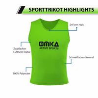 OMKA 6-Pack Sport Bib The OMKA 6-Pack Sport Green Bib is a durable, comfortable sports training bib with dual-texture mesh, perfect for team practice or custom printing. Buy online.