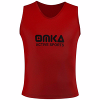 OMKA 6-Pack Sport Bib Front view of OMKA 6-Pack Sport Red Bib highlighting sleeveless, durable design for soccer, basketball, or other team training sessions. Get now.
