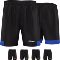 Blaue Fußballshorts für Herren, Vorder- und Rückansicht, aus atmungsaktivem Polyestergewebe, für Sport, Fitness und Outdoor-Training.