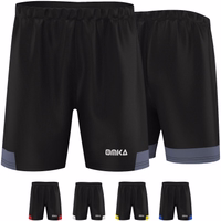 Gray men’s football shorts front and back view made with breathable, quick-dry polyester for training, fitness, and sports activities.