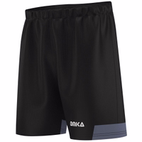 Gray sports shorts back view displaying stylish design and breathable polyester material.