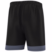 Gray football shorts side view showing ergonomic fit for football, running, and training.