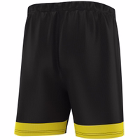 Gelbe Sportshorts, Rückansicht, aus hochwertigem Polyester und in funktionalem Stil.