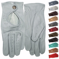 Elevate your style with German Wear Trendy Driving Sheepskin Gloves for women. Made from real lamb-nappa leather, these gloves feature a retro look, push-button closure, and perforated fingers. Available in 8x colors. Free next-day delivery.
