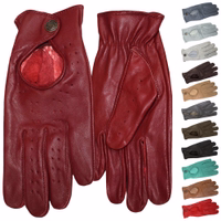 Elevate your style with German Wear Trendy Driving Sheepskin Gloves Wine red for women. Made from real lamb-nappa leather, these gloves feature a retro look, push-button closure, and perforated fingers. Available in 8x colors. Free next-day delivery.
