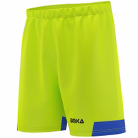 Yellow men’s football shorts features image, breathable perforation quick dry fabric and sweat absorbing design.
