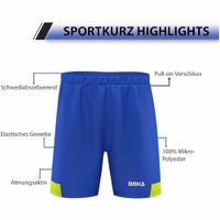 Red men’s football shorts front and back view, breathable sports shorts for training gym and fitness made from durable micro polyester.