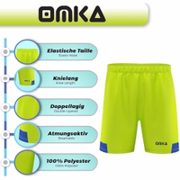 Yellow men’s football shorts back view, lightweight breathable and quick dry sports shorts for gym and training.