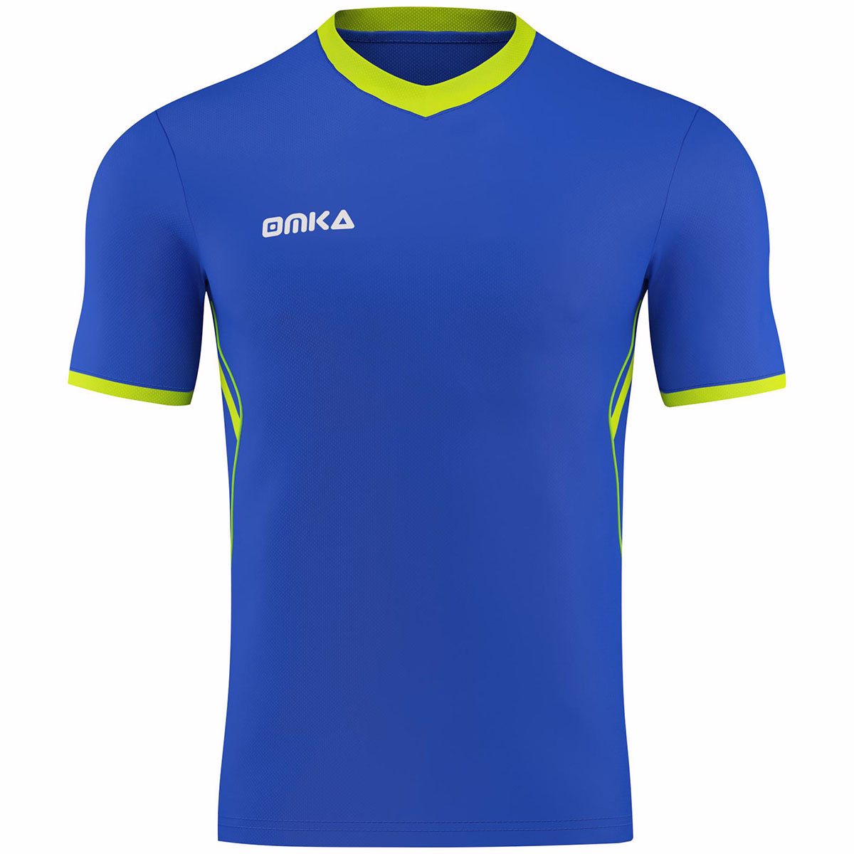 Nur blaues Trikot in der Vorderansicht, atmungsaktives OMKA-Trainings-Trikot für Herren aus Polyester, entwickelt für Fitness, Fußball und aktive Sportarten.