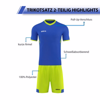 OMKA jersey set, 2 pieces Blue features show image highlighting sweat-absorbing breathable polyester fabric and durable stitching for men’s active sportswear.