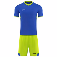 OMKA jersey set, 2 pieces Blue front view with jersey and shorts, OMKA men’s 2-piece teamwear set designed with breathable polyester for football, fitness, and multi-sport training.