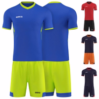 OMKA jersey set, 2 pieces Blue front and back view of OMKA 2-piece sports jersey and shorts set, breathable polyester activewear for men’s fitness, football, and team training use.
