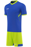 OMKA jersey set, 2 pieces Blue side view with jersey and shorts set, athletic fit teamwear for men’s football, training, rugby, and multiple sports performance.