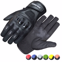 Motorcycle gloves with knuckle protection and color options shown below