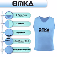 OMKA 12-Pack Soccer Bibs Features of OMKA 12-Pack Soccer Medium Blue Bibs include sleeveless lightweight construction elastic mesh and D shape neck design perfect for soccer basketball rugby and multi sport training buy online.