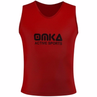 OMKA 12-Pack Soccer Bibs Front view of OMKA 12-Pack Soccer Red Bibs featuring lightweight dual texture mesh construction designed for unrestricted movement cooling airflow and reliable sports training performance get now.