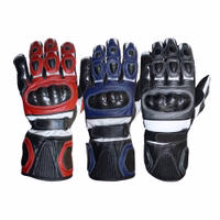 Front view of classic Motorcycle and Leather Gloves GW400G1, available in red, grey, and blue. Made from the finest cowhide leather, these gloves offer superior warmth and protection against the elements. Crafted with meticulous attention to detail, they g