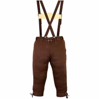 Back view of Bavarian Traditional Dark Brown Women’s Pant with suspenders showing soft cotton fabric, elegant embroidery, and adjustable lacing for perfect fit, ideal for festivals or everyday wear. Buy now.