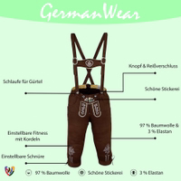 The Bavarian Traditional Dark Brown Women’s Pant with suspenders offers comfortable fit, stylish embroidery, belt loops, and soft cotton material perfect for Oktoberfest or casual wear. Get now.