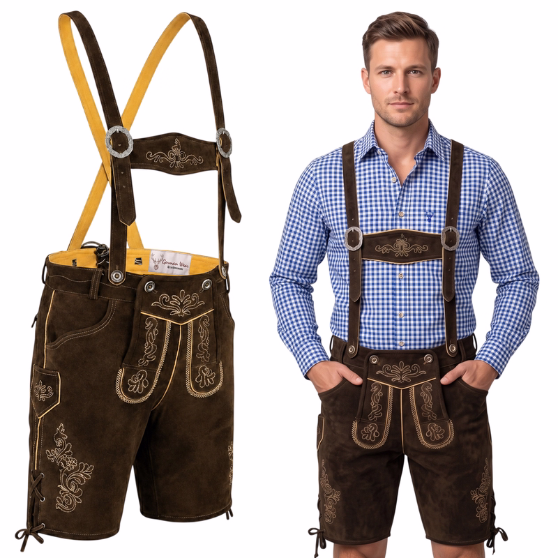 kurze Trachtenlederhose Toni Lederhosen mit Hosenträger