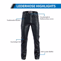 Men's leather biker jeans. Well craft from extra leather, jeans offer a snug, second-skin fit without offer comfort. The uniform leg length allows for easy customization. Experience the pinnacle of style culture with premium leather dress. Shop now!