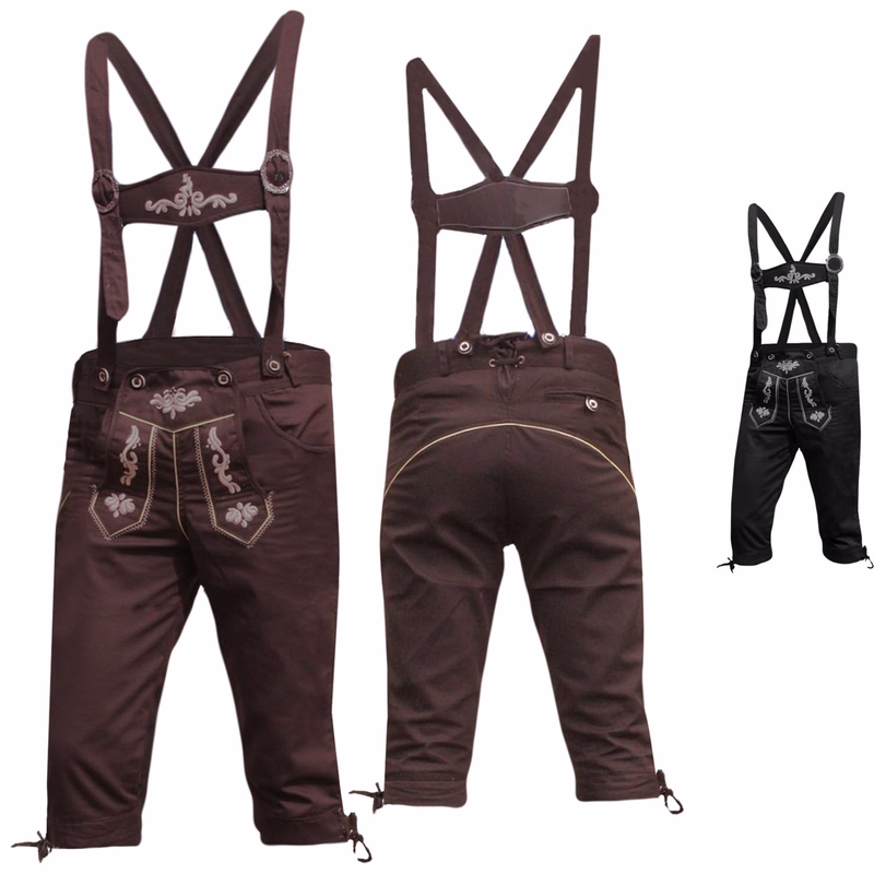 Traditional knee breeches jeans pants with suspenders