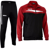 Weinrote Hose und Jacke von vorne – OMKA Herren-Trainingsanzug aus Polyester mit Fleecefutter, atmungsaktiv, schweißabsorbierend, stylischer Zweiteiler zum Joggen und Trainieren.