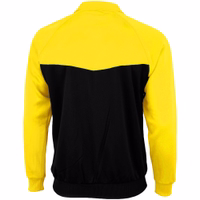 Gelbe Jacke von hinten – Herrenjacke aus Polyester von OMKA, atmungsaktiv und mit Fleece gefüttert, geeignet zum Joggen, für Sporttraining und als Freizeitkleidung.