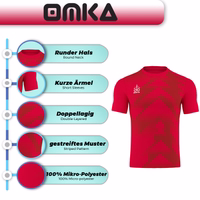 Omka Teamwear Football jersey 100% Calfskin The Omka Sport Jersey for men combines style and performance with a striped pattern, round neck, and short sleeves. Made from 100% micro-polyester, this double-layered football jersey ensures comfort and durability for all levels of play.