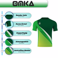 OMKA Team Sport Soccer Jersey Features of OMKA Team Sport Soccer Green Jersey include breathable lightweight fabric, round neck, short sleeves, double sweat absorption, and striped digital design for durability, buy online