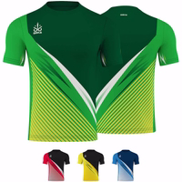 OMKA Team Sport Soccer Jersey Front and back view of OMKA Team Sport Soccer Green Jersey showcasing breathable micro polyester fabric, round neck, short sleeves, and striped digital print design for professional athletes, buy online