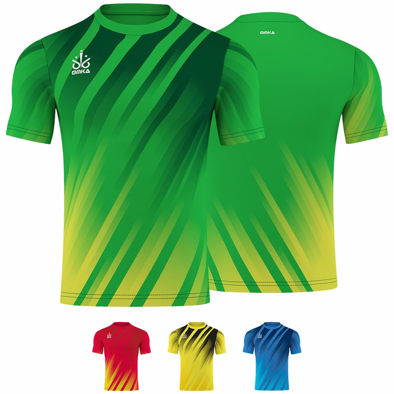 OMKA Team Sport Fußballtrikot Vorder und Rückansicht des OMKA Team Sport Fußballtrikots in Grün aus atmungsaktivem Mikropolyester mit Rundhals und doppelter Stofflage für Komfort und Haltbarkeit jetzt online kaufen