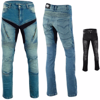 Front & rear view of Blue BULLDT Motorbike Denim Classic Jeans. Crafted from 100% cotton with removable Aramid Protectors, the jeans offer style &safety. Enjoy worldwide free returns on this premium product. Free return in the world