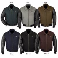 Experience timeless style &durability with Motorcycle Leather College Jacket. Crafted in 6 vibrant colors including Green, Grey, Navy Blue, Khaki, Black, &Dark Brown. Made with lamb nappa leather sleeves, quilted lining, &classic Kent collar.