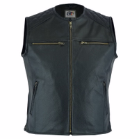 "Upgrade Your Riding Gear with a Stylish Black Motorcycle leather Vest. Made from genuine cowhide leather, designed for durability & comfort.Zippered pockets for secure storage &a full front zipper closure.  "