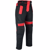 Cordura Motorrad 2-teiliger Kombi-Set Beherrschen Sie die Straße mit roten Cordura-Motorradhosen, Seitenansicht. Wasserabweisendes Material und zahlreiche geprüfte Protektoren bieten umfassenden Schutz. Premium-Produkt mit kostenlosem weltweiten Rückversand.