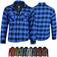 Front & rear view of The BULLDT Motorcycle Shirt in lumberjack look features Aramid fibers, removable protectors, and DuPontâ„¢ KevlarÂ® lining. Available in red, blue, black, and grey. Free next-day delivery. Offers protection against wind