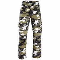 Front view of camo cargo trousers. Elevate your riding experience with cargo pants featuring 4 outer pockets, removable protectors,& aramid fiber inserts. Perfect for everyday wear with style safety in mind. Premium product, free return world wide.
