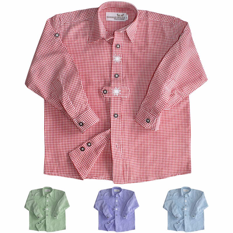 Kids traditional shirt for traditional pants traditional costume fashion with edelweiss checkered